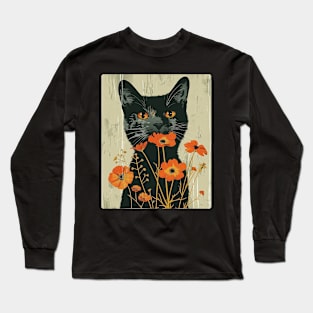 British Shorthair Cat Flowers Photo Cat Lover Gift Long Sleeve T-Shirt